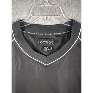 FootJoy Mens XL Black V-Neck Golf Windbreaker Pullover Long Sleeve Jackett